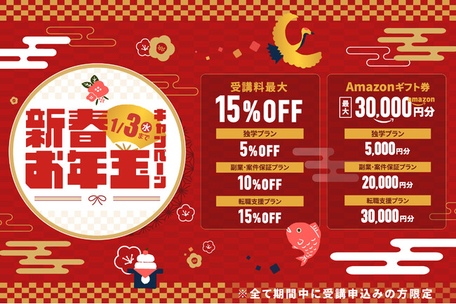 【3日間限定】受講料が最大15%OFF！プログラミングのオンライン学習サービス『忍者CODE』が新春お年玉キャンペーンを開催！
