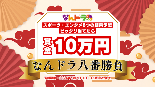 スポーツ・エンタメ結果予想 8つ全て的中で賞金10万円！ 『なんドラ八番勝負』開催！