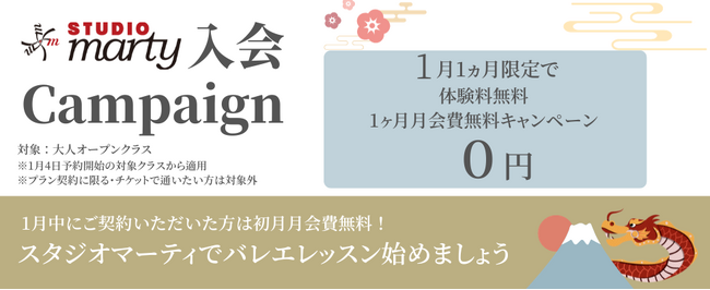 1月限定のお得なキャンペーンで「バレエ」への第一歩を!