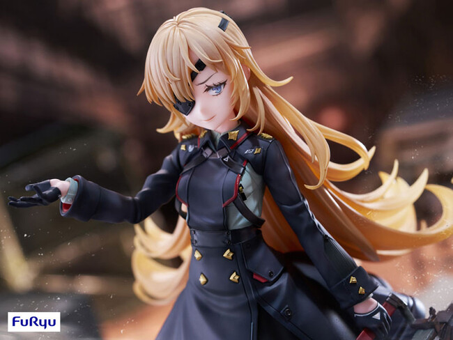 『勝利の女神：NIKKE』より、孤独な運命を持つニケ「ギロチン」がフィギュア化。ニヤリと中二病っぽく微笑むシーンを抜粋。