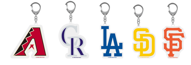 大谷選手、山本選手が所属するドジャース、ダルビッシュ選手、松井選手が所属するパドレスなど日本人が多数活躍するMLBナショナルリーグ西地区限定のチームキーホルダー発売！！