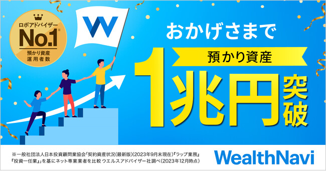 預かり資産・運用者数 国内No.1ロボアドバイザー（※1）「WealthNavi（ウェルスナビ）」が預かり資産1兆円を突破