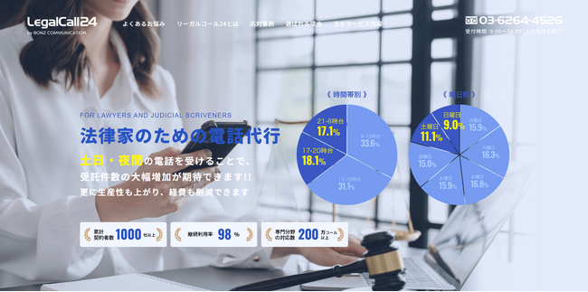 受託件数の大幅増加が期待できます!!法律家のための電話代行サービス【リーガルコール24】を提供開始