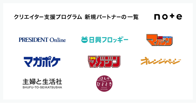週刊少年マガジンをはじめ、新たに8つのメディアが加入noteクリエイター支援プログラムのパートナー数が86に！