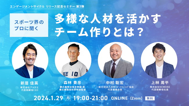 昨夏甲子園優勝 慶応・森林監督らスポーツ界のプロが語る！「多様な人材を活かすチーム作りとは？」2024年1月29日（月）19:00よりオンラインセミナーを開催