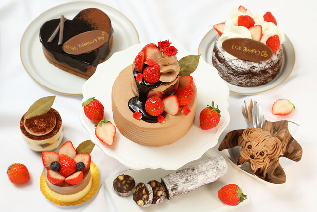 【ピネードのバレンタインスイーツ2024】甘酸っぱい苺とチョコのマリアージュ！『夢の2段ケーキ Amour chocolat(ハート)～アムールショコラ～』など、全7品が2月1日より期間限定で販売！
