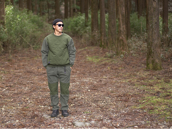 秋冬に活躍する、ギミックがきいた異素材組み合わせジャケット＆パンツ「UTILITY Crewneck Quilting Jacket」「UTILITY Fleece Pants」販売開始