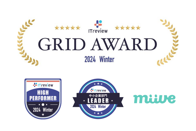 【miive】ITreview Grid Award 2024 Winterで最高位のLeaderとHigh Performerを受賞