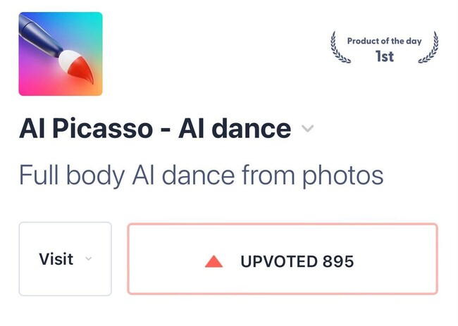 【AIピカソ】世界最大級のプロダクト紹介サイト 「Product Hunt」にてデイリー1位を獲得！