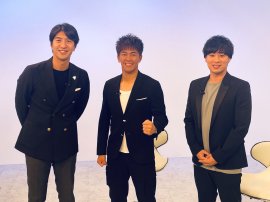 (左から)田中大貴アナ、武井壮氏、千賀誓人氏 (左から)田中大貴アナ、武井壮氏、千賀誓人氏