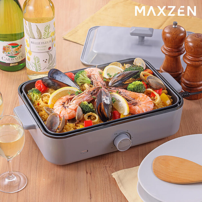 ２種類のプレートでたこ焼きも作れる！オシャレでお手軽なコンパクトサイズのホットプレートを、ジェネリック家電ブランド「MAXZEN」より2024年1月24日から発売