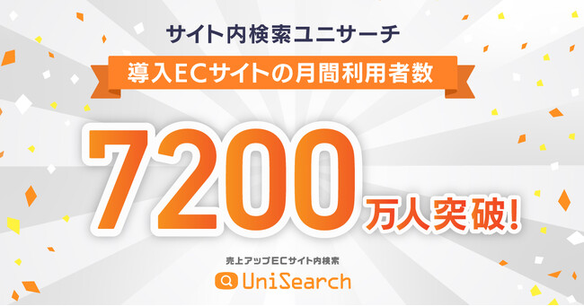 サイト内検索ユニサーチ、導入ECサイトの月間利用者数が7,200万人を突破