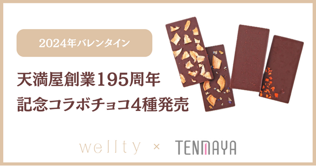 天満屋創業195周年記念。wellty × 天満屋、地元の名産品を使ったコラボチョコ4種1月24日（水）から天満屋5店舗で発売開始