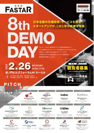 スタートアップの資金調達や事業提携のマッチング機会を提供するFASTARピッチイベント「FASTAR 8th Demo Day」2月26日開催