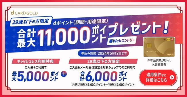 29歳以下のお客さまを対象にdカード GOLD「＜2024春＞U29応援キャンペーン」を開催