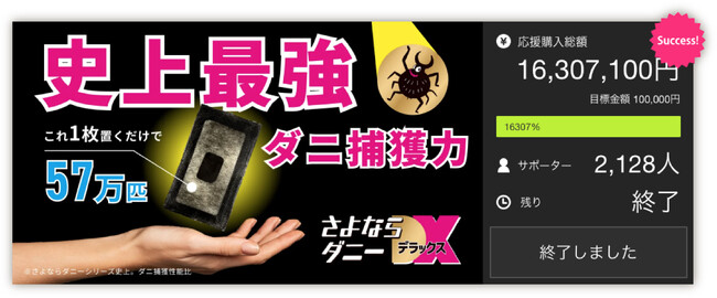 Makuake先行販売で目標金額16,300％達成！　３Dダニ捕りシート「さよならダニー」の強化版　「さよならダニーＤＸ（デラックス）」一般販売開始