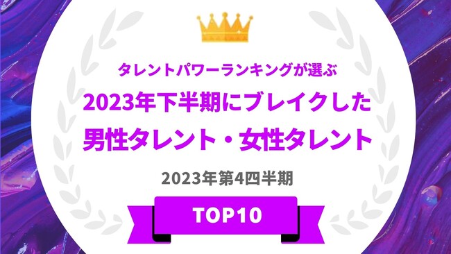 『タレントパワーランキング』が選ぶ2023年下半期にブレイクした男性・女性タレントを発表！！WEBサイト『タレントパワーランキング』ランキング企画第294弾！！