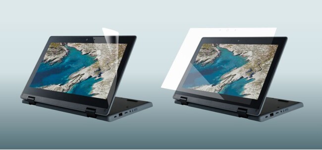 ASUS Chromebook CR1専用で画面をしっかり保護！「反射防止の抗菌フィルム」「高透明のガラスフィルム」2種類の画面保護フィルムを新発売