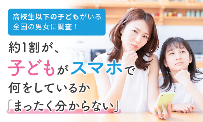 【高校生以下の子どもがいる全国の男女に調査！】約1割が、子どもがスマホで何をしているか「まったく分からない」