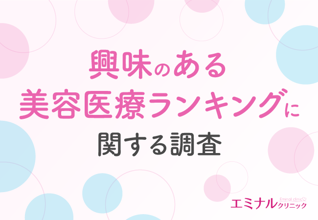 【興味のある美容医療ランキング】20代～30代女性が興味のある美容医療とは？改善したい部位の第1位は「肌」