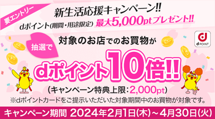 「新生活応援キャンペーン！最大5,000ptプレゼント！」を開催
