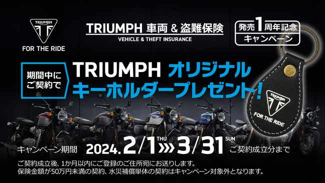 SBI日本少短、『TRIUMPH 車両＆盗難保険』販売開始1周年ノベルティプレゼントキャンペーンを実施