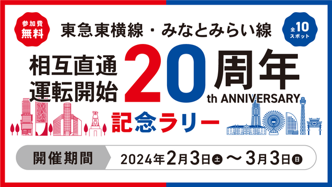 【3万チェックイン達成！】『すたんぷポン！』東急線全線デジタルラリーに続いて、東急電鉄が実施する「東急東横線・みなとみらい線相互直通運転開始２０周年記念ラリー」が「みんラリ」に登場！