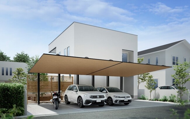 住宅の外観に調和するデザインを追求した「カーポートSC」に『後方支持2台用 横連棟タイプ』を追加し、発売
