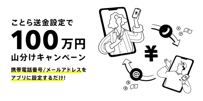 ことら送金設定で100万円山分けキャンペーンを実施
