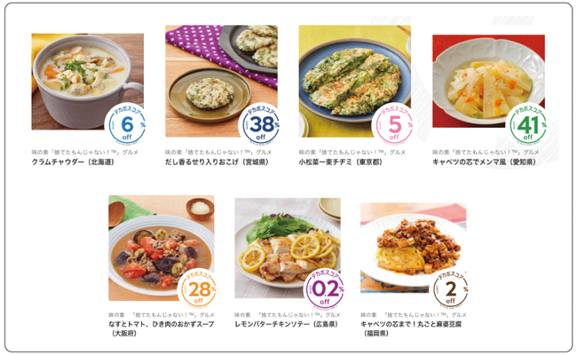 Earth hacks提供の「デカボスコア」、味の素（株）が47都道府県の自治体と連携して開発したご当地食材を無駄なく使う“フードロス削減メニュー”47レシピに導入