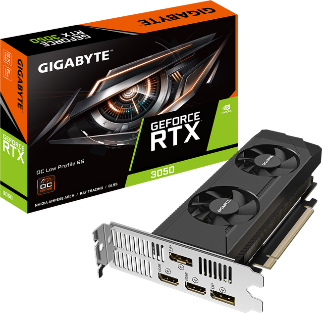 【GIGABYTE】GeForce RTX 3050 ロープロファイル対応デュアルファン搭載グラフィックボード『GV-N3050OC-6GL』発売