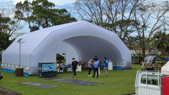 オフグリッド設備によるウェルビーイングな防災・減災の実証実験イベント「はこざき防災のチカラ」を福岡県福岡市のJR箱崎駅に隣接する公園で開催