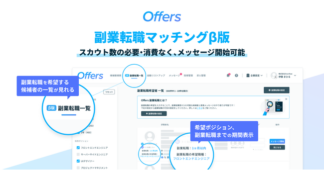 Offers、新しい転職の形を提案する「副業転職マッチング」機能β版をリリース