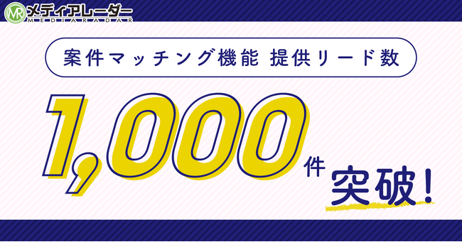 メディアレーダーの「案件マッチング機能」が提供リード数1,000件突破！