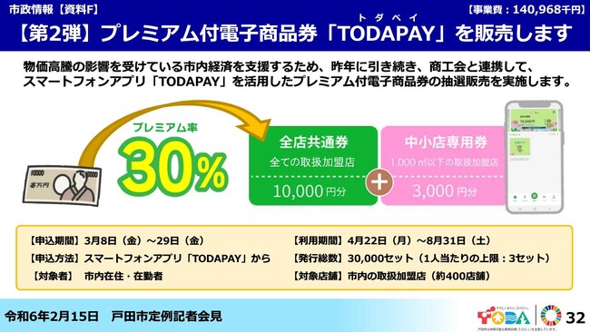 【埼玉県戸田市】【第2弾】プレミアム付電子商品券「TODAPAY(トダペイ)」を販売します