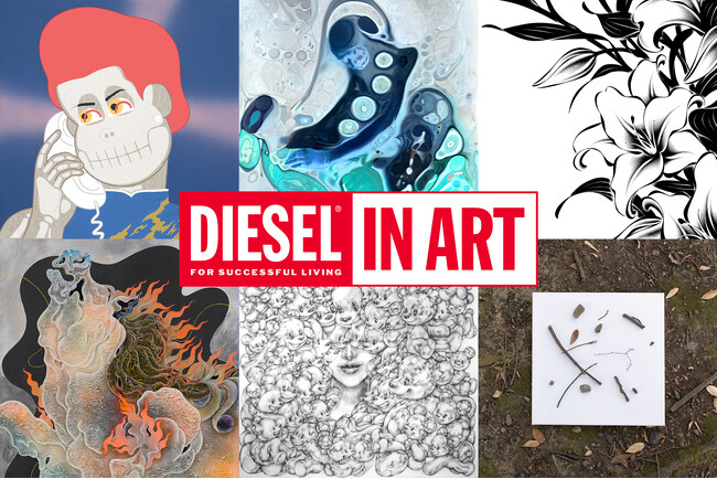 アートとファッションが融合したポップアップストア「DIESEL IN ART」を阪急うめだ本店にて開催。ディーゼル アート ギャラリーによるグループ展や限定コレクションも展開。