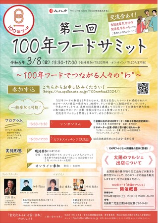文化庁主催「第二回１００年フードサミット」を開催！
