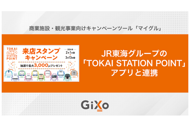 ギックスの商業施設・観光事業向けキャンペーンツール「マイグル」、JR東海グループの「TOKAI STATION POINT」アプリと連携
