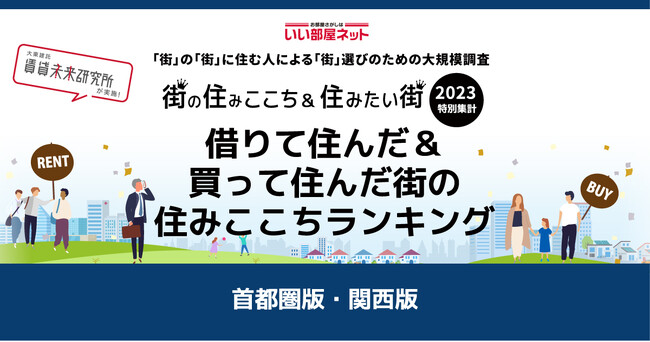 いい部屋ネット「借りて住んだ＆買って住んだ街の住みここちランキング２０２３<首都圏版＞」（街の住みここちランキング特別集計）発表