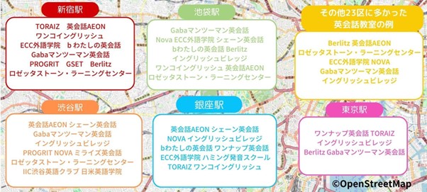 「ミツカル英会話」、『東京都内駅チカ英会話教室マップ』を公開