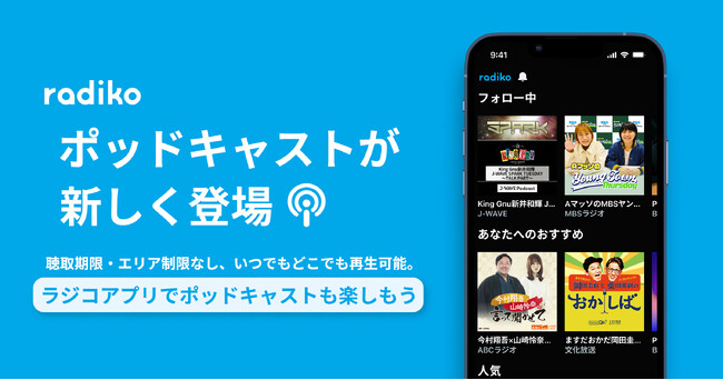 インターネットでラジオが聴けるradikoが、ポッドキャストの配信を開始！ラジオとポッドキャストを行き来して、関連番組も楽しめるradikoならではのUXでサービス体験の向上を目指す