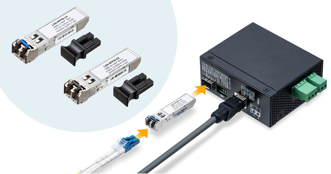 動作温度-40～85℃に対応、SFPポートを持つネットワーク機器に取り付けできる1000BASE-SX/LX（IEEE802.3z）準拠のSFP産業用コンバータを発売