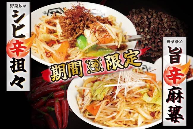 【野菜炒め専門店ベジ家】”シビ辛担々”と”旨辛麻婆”が新登場！辛いは旨いを楽しむ期間限定メニュー！
