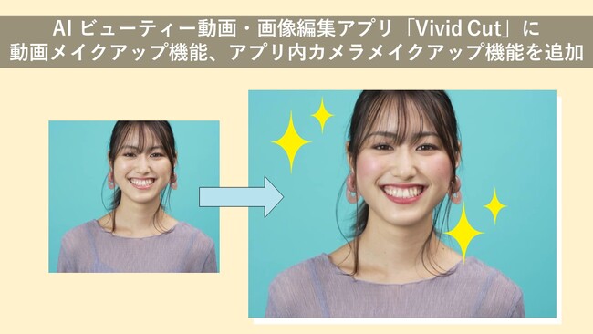 サイバーリンク、AI ビューティー動画・画像編集アプリ「Vivid Cut」に動画メイクアップ機能、アプリ内カメラメイクアップ機能を追加