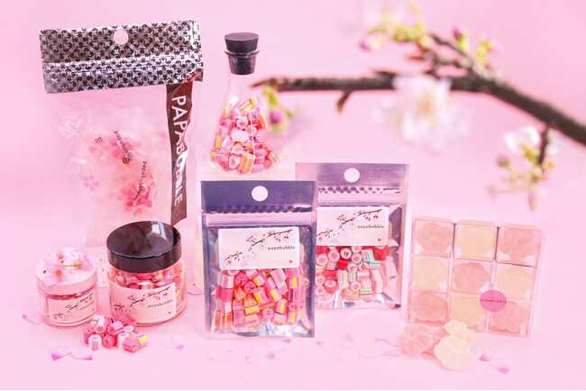 春のお祝い事にピッタリの「おめでとうミックス」も登場 春の訪れを告げる華やかなキャンディ＆バブレッツなどPAPABUBBLEの桜シリーズ第一弾　3月1日より発売