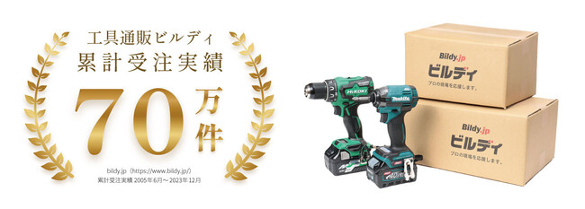 工具通販ビルディ 累計受注実績70万件(※１)を突破！