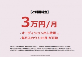 月額3万円でインフルエンサー/レビュアー/モデル等募集採用し放題＋3万人超からスカウトも可能！