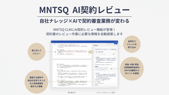 MNTSQ、「AI契約レビュー」機能をリリース