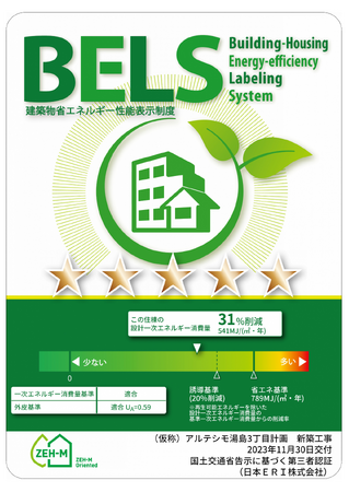 ３物件でBELS５つ星およびZEH-M Orientedを取得