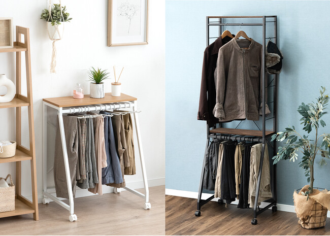 【タンスのゲン】天板付きのスラックスハンガーラックを発売 独自のS字ハンガーでスラックスの出し入れもスムーズに!